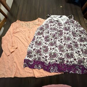 Lane Bryant Women's Plus Size 2XL Summer Top Floral Lot Of 2 Blouses
